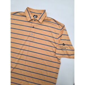 FootJoy Polo Shirt Mens Orange White Blue Striped LaPlaya Golf Club Stretch - XL